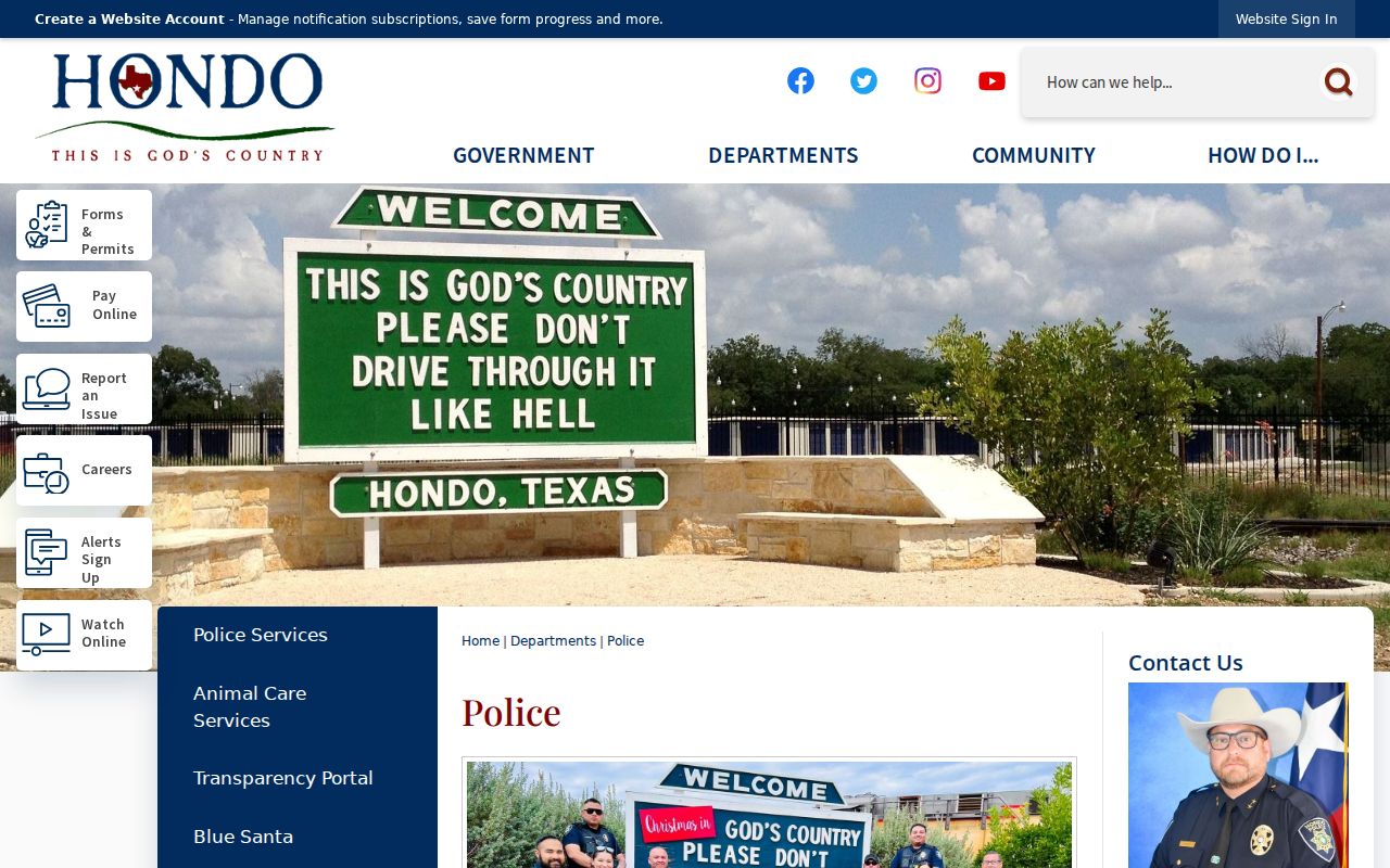 Hondo Police Department address and contact information