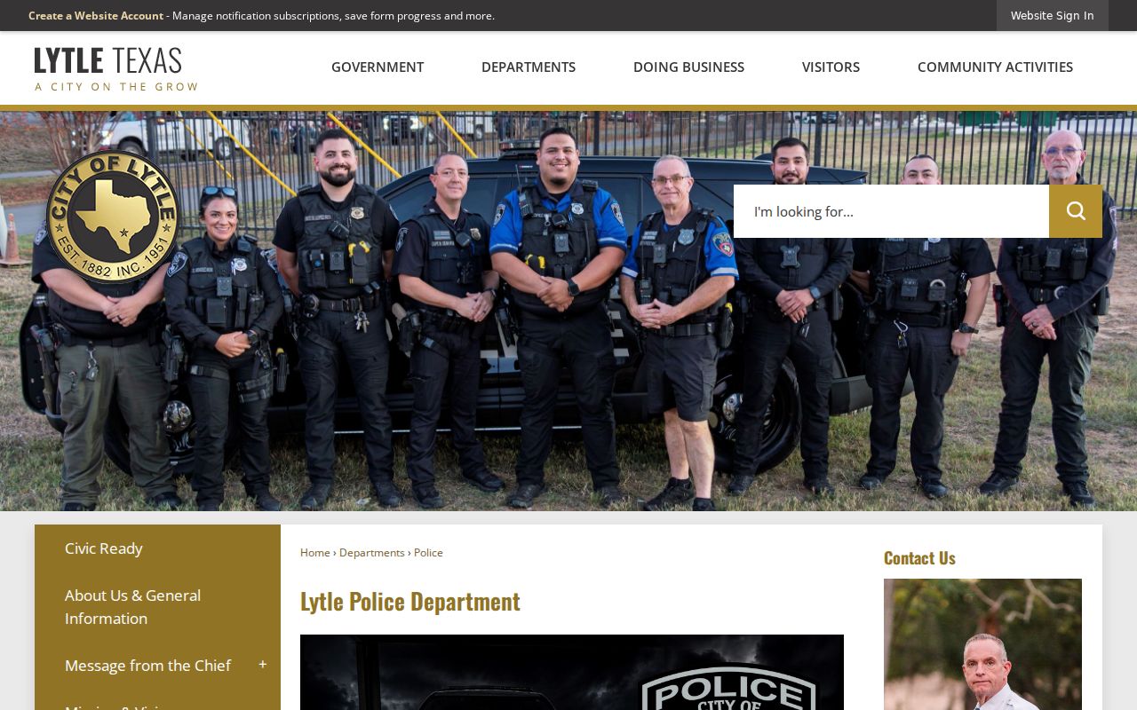 Lytle Police Department physical address and police service information